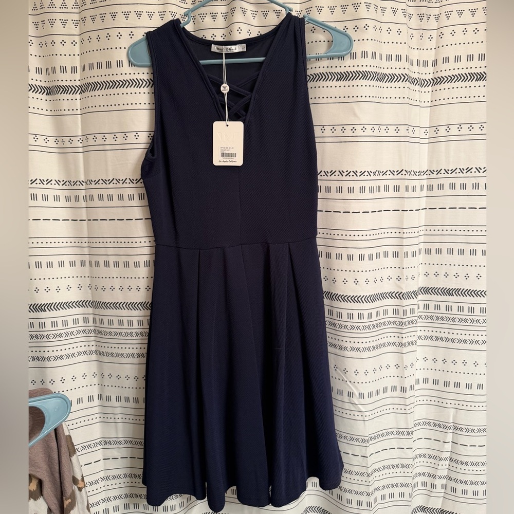 White Mark Navy Midi Dress